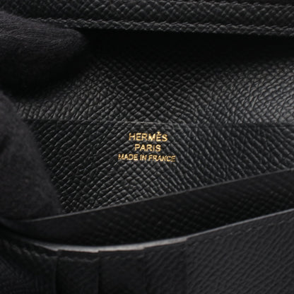 ベアンコンパクト 二つ折り財布 ヴォーエプソン ブラック ゴールド金具 W刻印 エルメス 財布・小物 HERMES