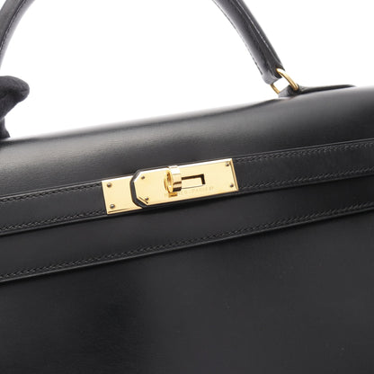 ケリー32 ハンドバッグ ボックスカーフ ブラック ゴールド金具 外縫い 2WAY ○Z刻印 エルメス バッグ HERMES