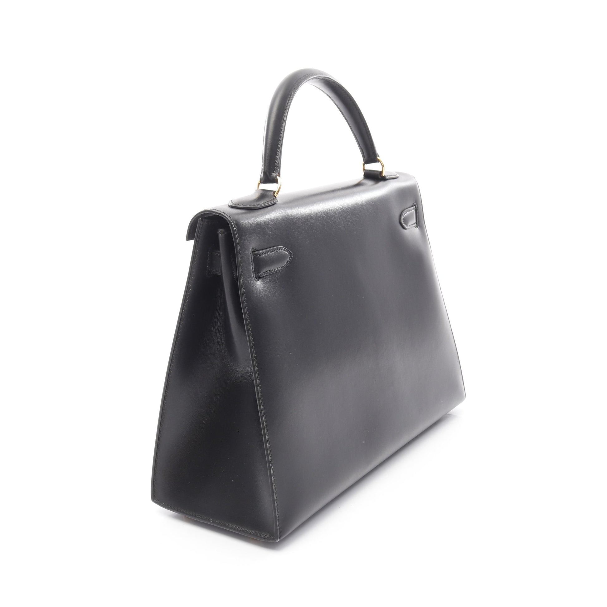 ケリー32 ハンドバッグ ボックスカーフ ブラック ゴールド金具 外縫い 2WAY ○Z刻印 エルメス バッグ HERMES