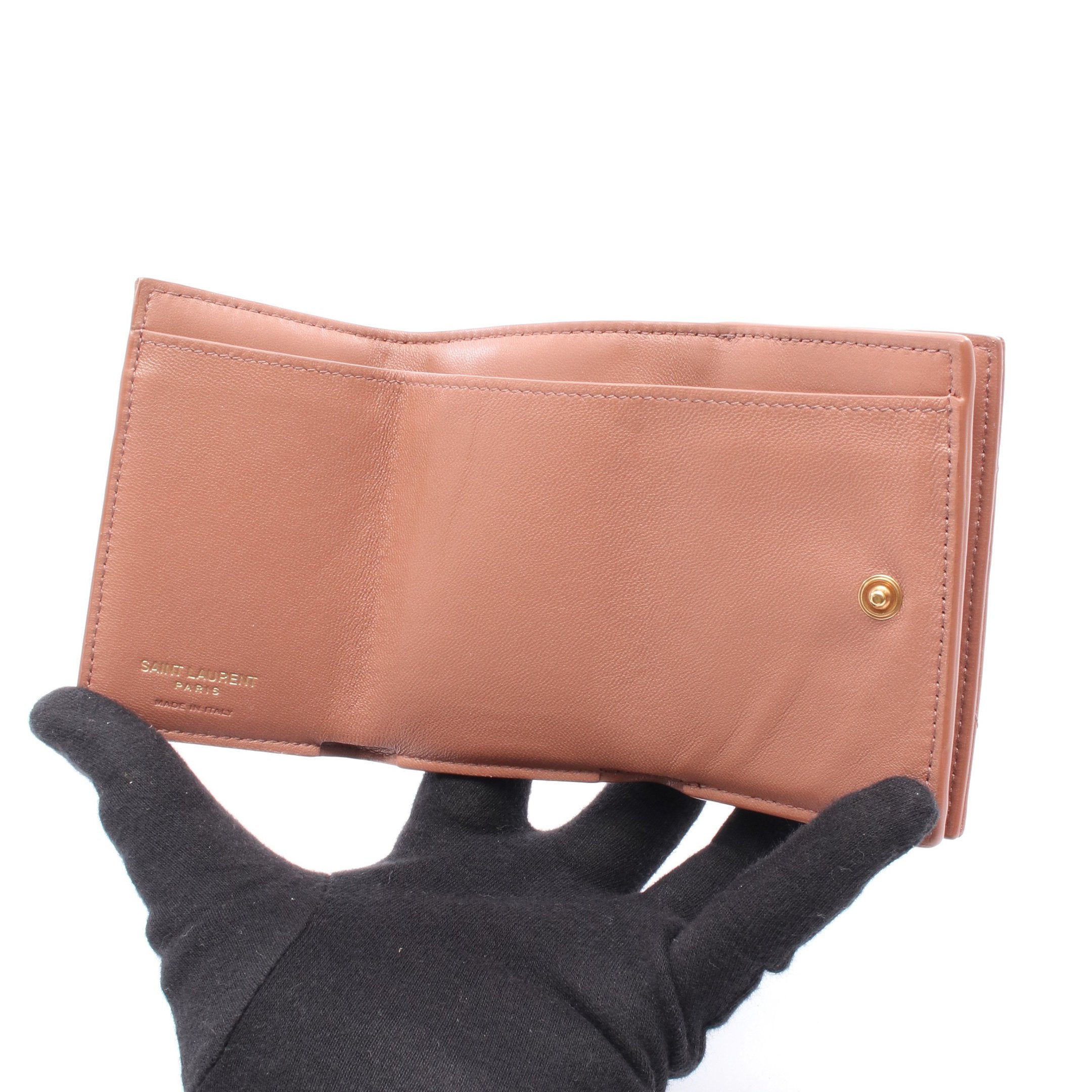 SAINT LAURENT ピンク レザー 三つ折り財布 SAINT LAURENT ミニ 三