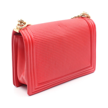 ボーイシャネル ラージ マトラッセ チェーンショルダーバッグ レザー レッド ゴールド金具 シャネル バッグ CHANEL