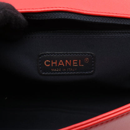 ボーイシャネル ラージ マトラッセ チェーンショルダーバッグ レザー レッド ゴールド金具 シャネル バッグ CHANEL