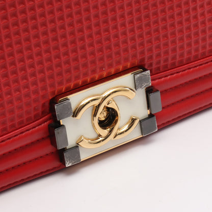 ボーイシャネル ラージ マトラッセ チェーンショルダーバッグ レザー レッド ゴールド金具 シャネル バッグ CHANEL