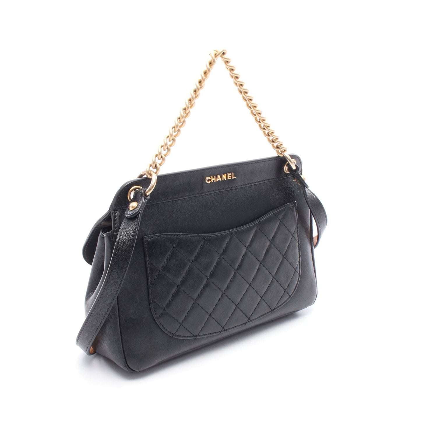 マトラッセ ショルダーバッグ レザー ブラック ゴールド金具 シャネル バッグ CHANEL