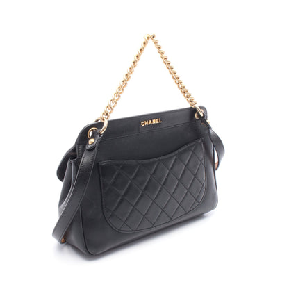 マトラッセ ショルダーバッグ レザー ブラック ゴールド金具 シャネル バッグ CHANEL