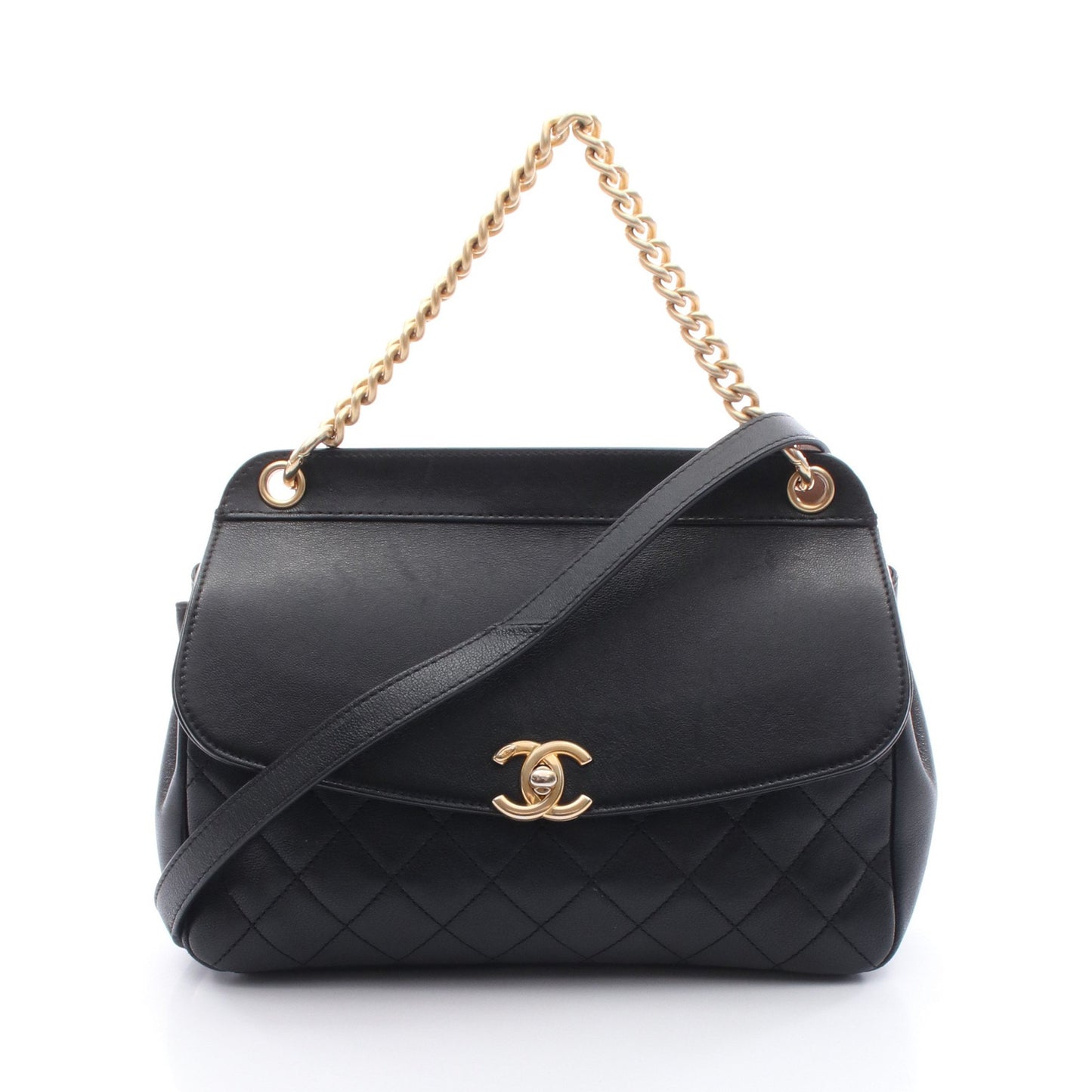 マトラッセ ショルダーバッグ レザー ブラック ゴールド金具 シャネル バッグ CHANEL