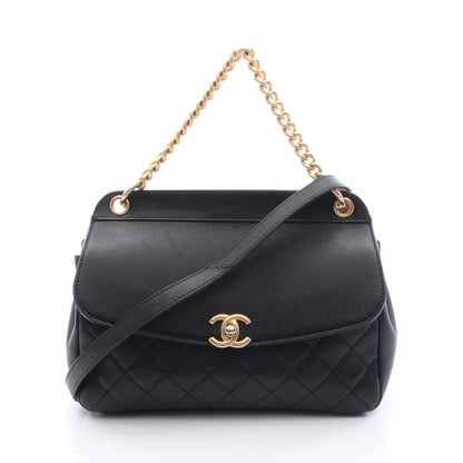 マトラッセ ショルダーバッグ レザー ブラック ゴールド金具 シャネル バッグ CHANEL