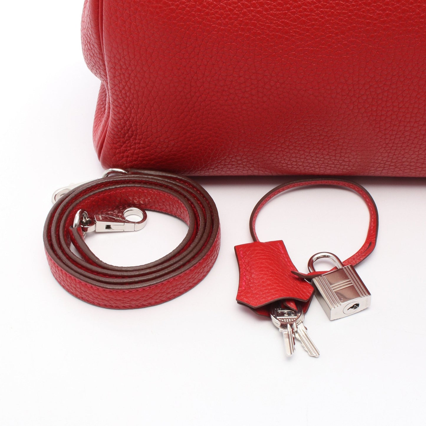 ケリー32 ヴァーミリオン ハンドバッグ トリヨンクレマンス レッド シルバー金具 内縫い 2WAY T刻印 エルメス バッグ HERMES