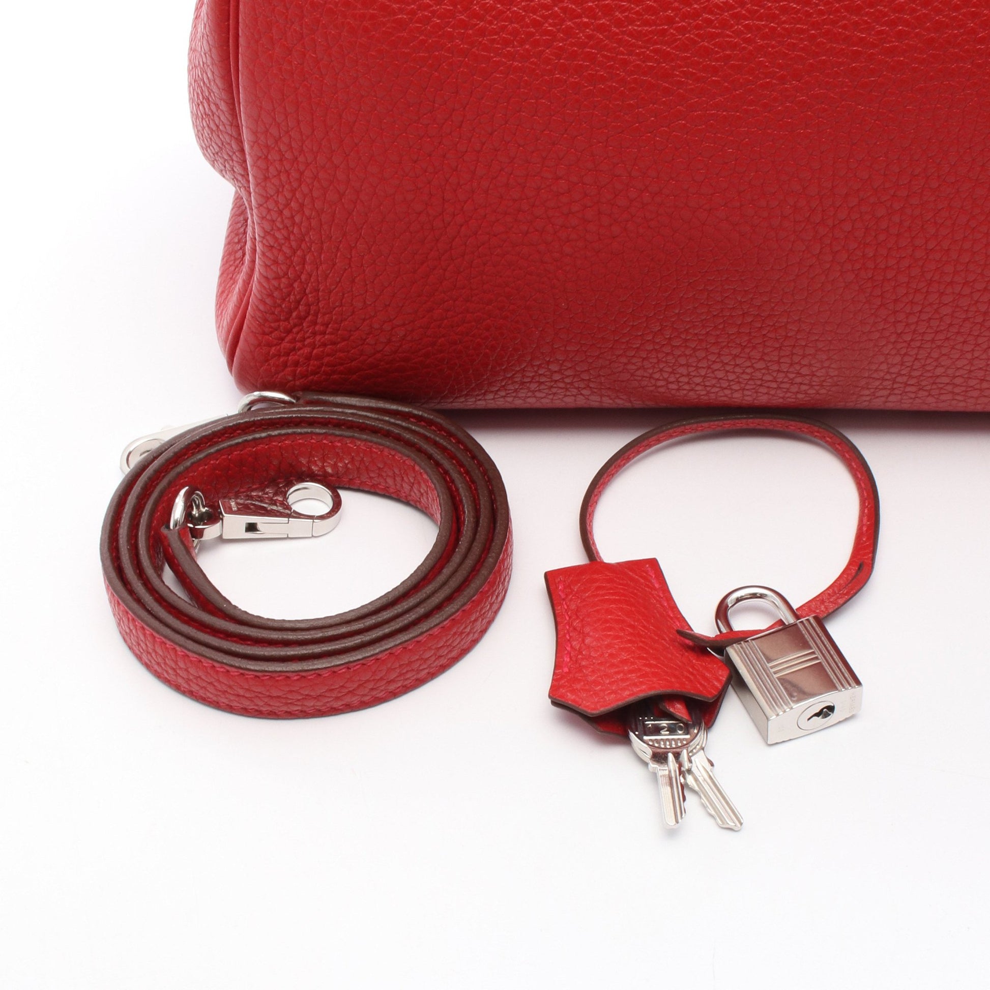 ケリー32 ヴァーミリオン ハンドバッグ トリヨンクレマンス レッド シルバー金具 内縫い 2WAY T刻印 エルメス バッグ HERMES
