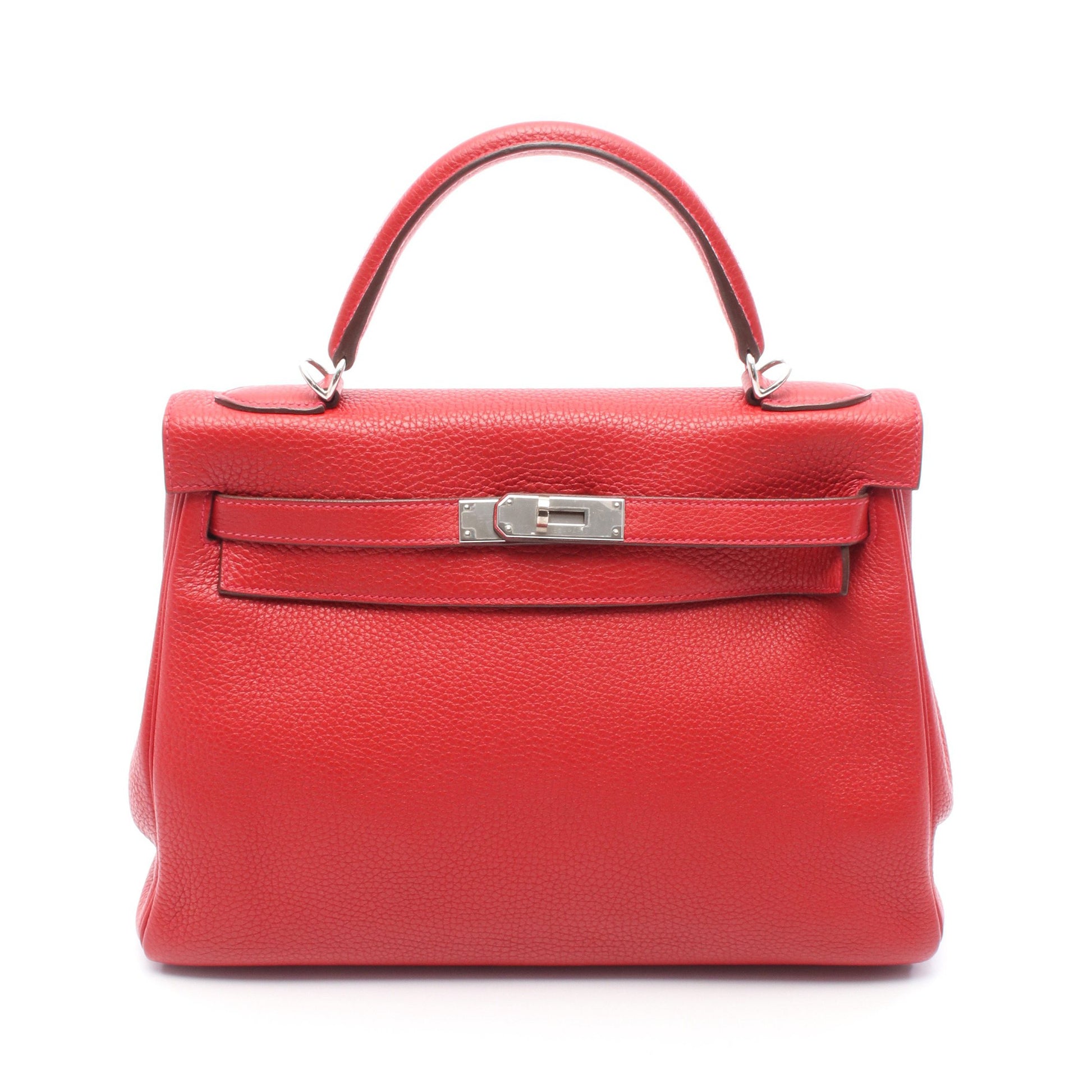 ケリー32 ヴァーミリオン ハンドバッグ トリヨンクレマンス レッド シルバー金具 内縫い 2WAY T刻印 エルメス バッグ HERMES