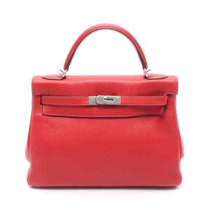 ケリー32 ヴァーミリオン ハンドバッグ トリヨンクレマンス レッド シルバー金具 内縫い 2WAY T刻印 エルメス バッグ HERMES