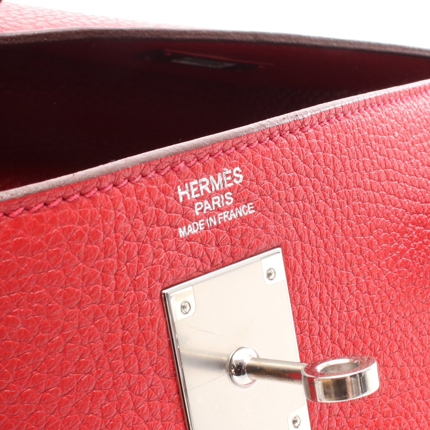 ケリー32 ヴァーミリオン ハンドバッグ トリヨンクレマンス レッド シルバー金具 内縫い 2WAY T刻印 エルメス バッグ HERMES