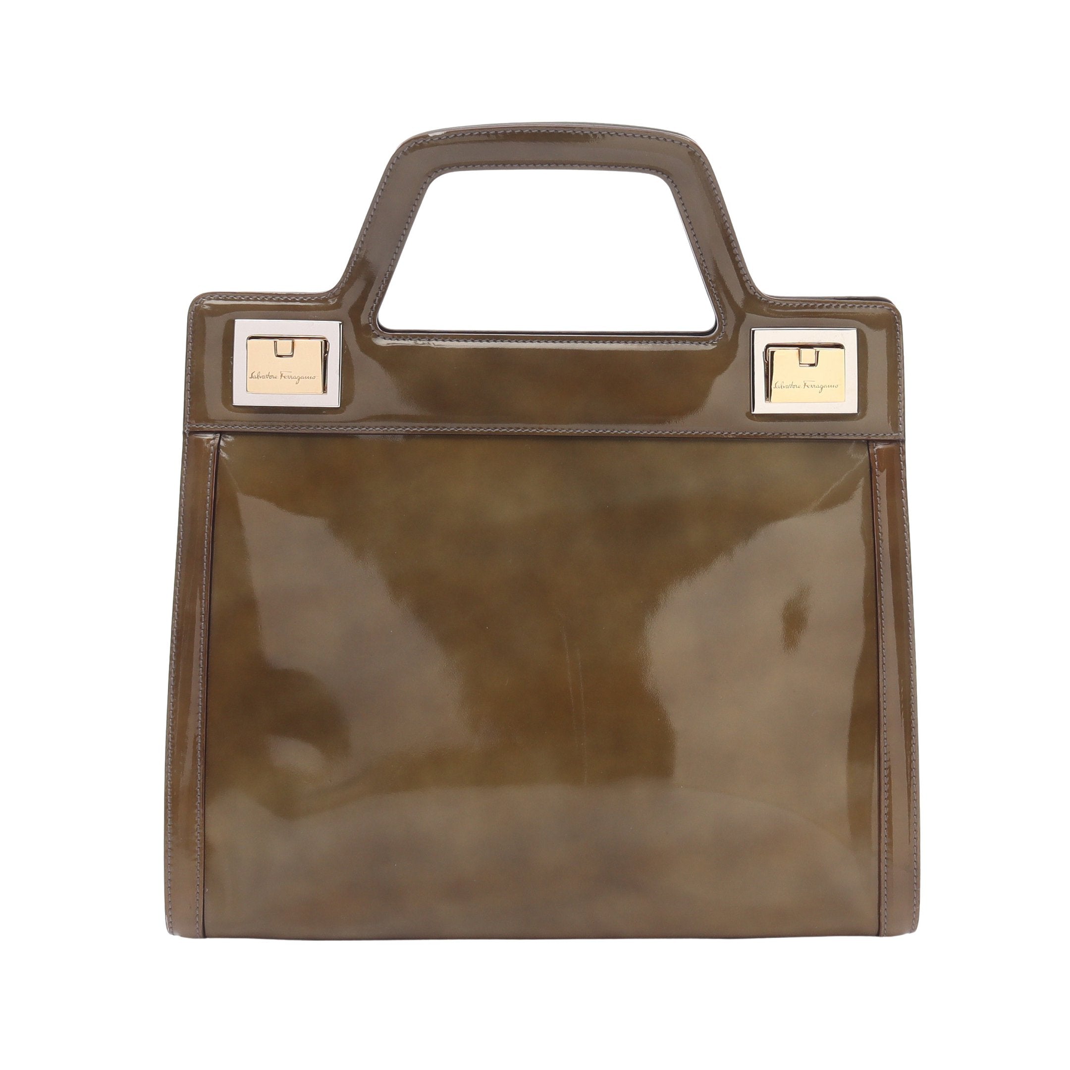 ハンドバッグ エナメル カーキグリーン サルヴァトーレフェラガモ – RECLO
