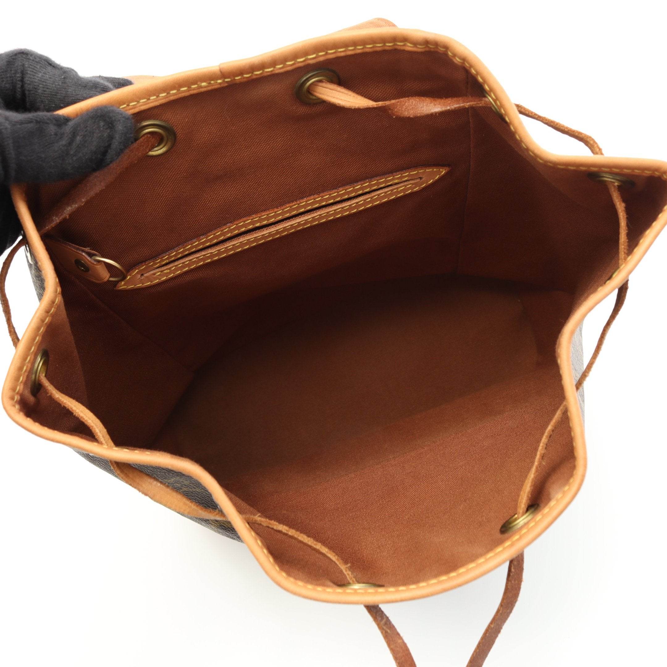 【鑑定済】ルイヴィトン モンスリ MM モノグラム リュックサック PVC　茶色 モンスリMM モノグラム バックパック リュックサック PVC レザー