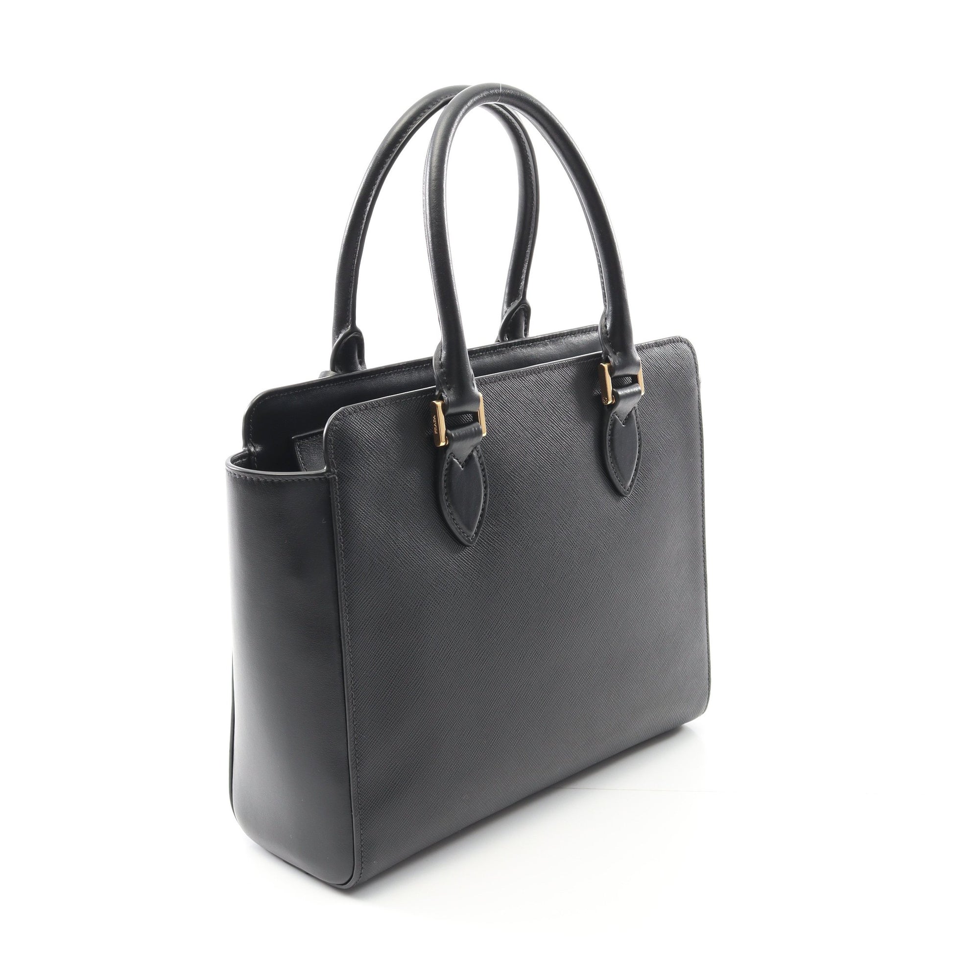 SAFFIANO+SOFT CALF ハンドバッグ レザー ブラック 2WAY プラダ – RECLO 
