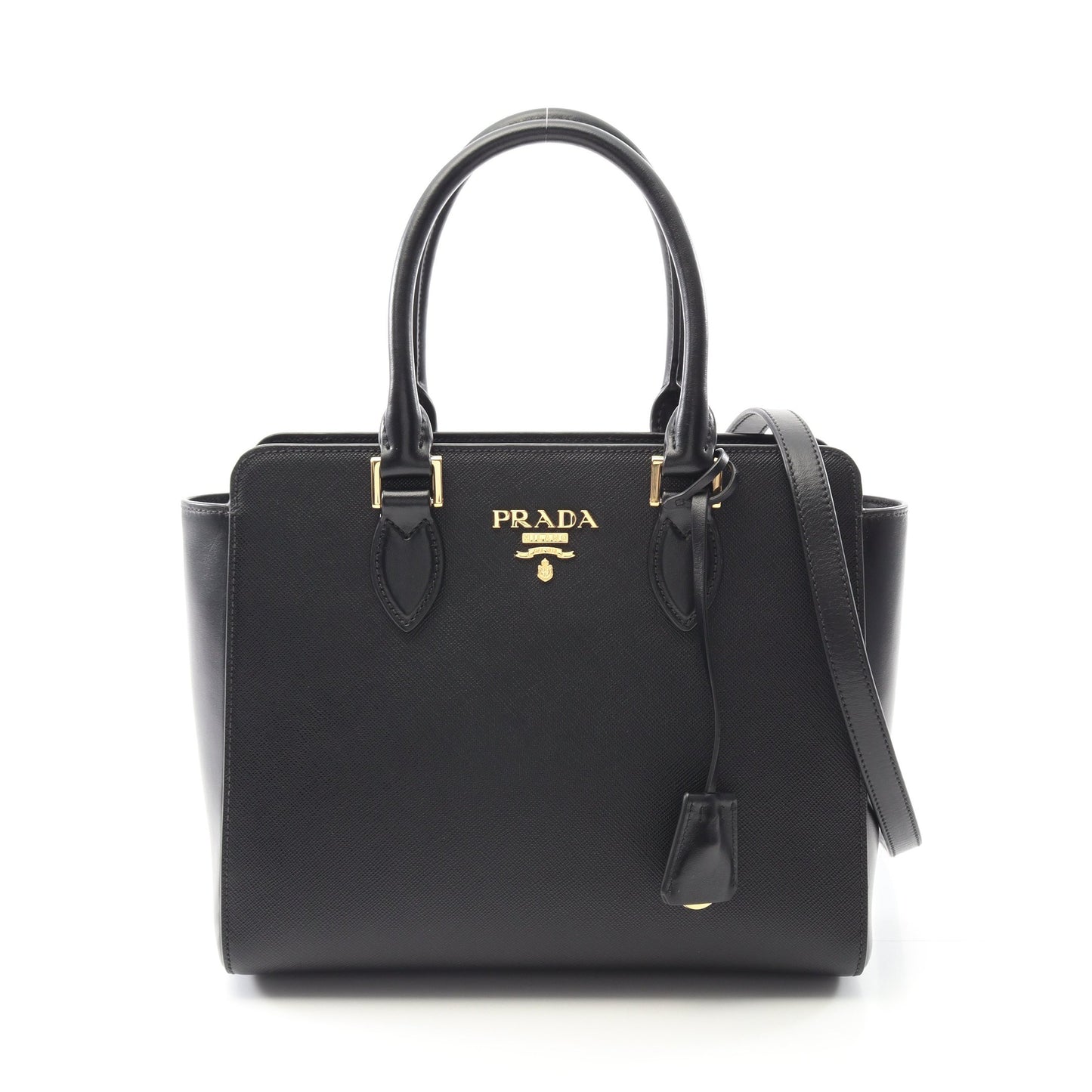 SAFFIANO+SOFT CALF ハンドバッグ レザー ブラック 2WAY プラダ – RECLO 