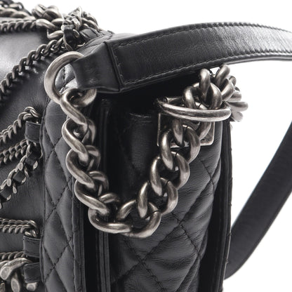 ボーイシャネル チェーンショルダーバッグ レザー ブラック アンティークシルバー金具 シャネル バッグ CHANEL