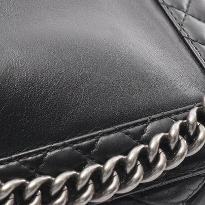ボーイシャネル チェーンショルダーバッグ レザー ブラック アンティークシルバー金具 シャネル バッグ CHANEL