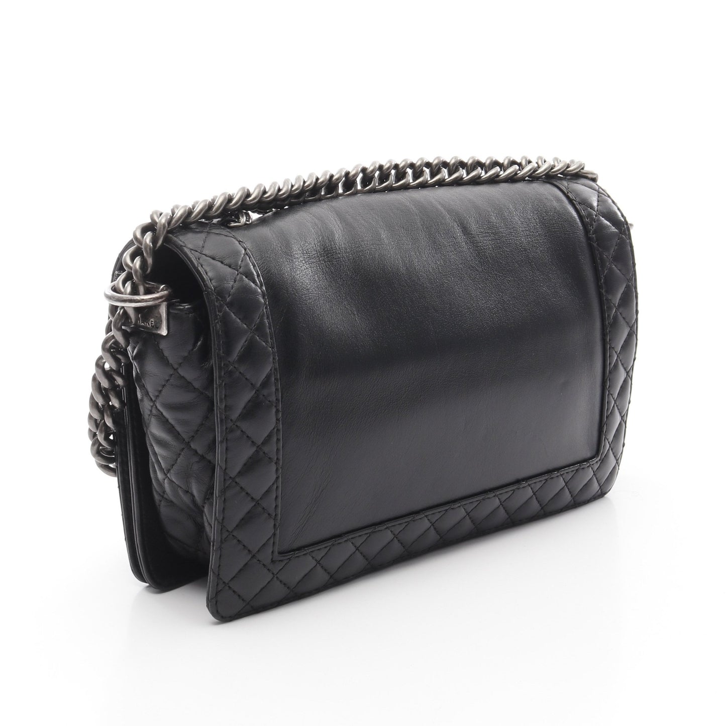 ボーイシャネル チェーンショルダーバッグ レザー ブラック アンティークシルバー金具 シャネル バッグ CHANEL
