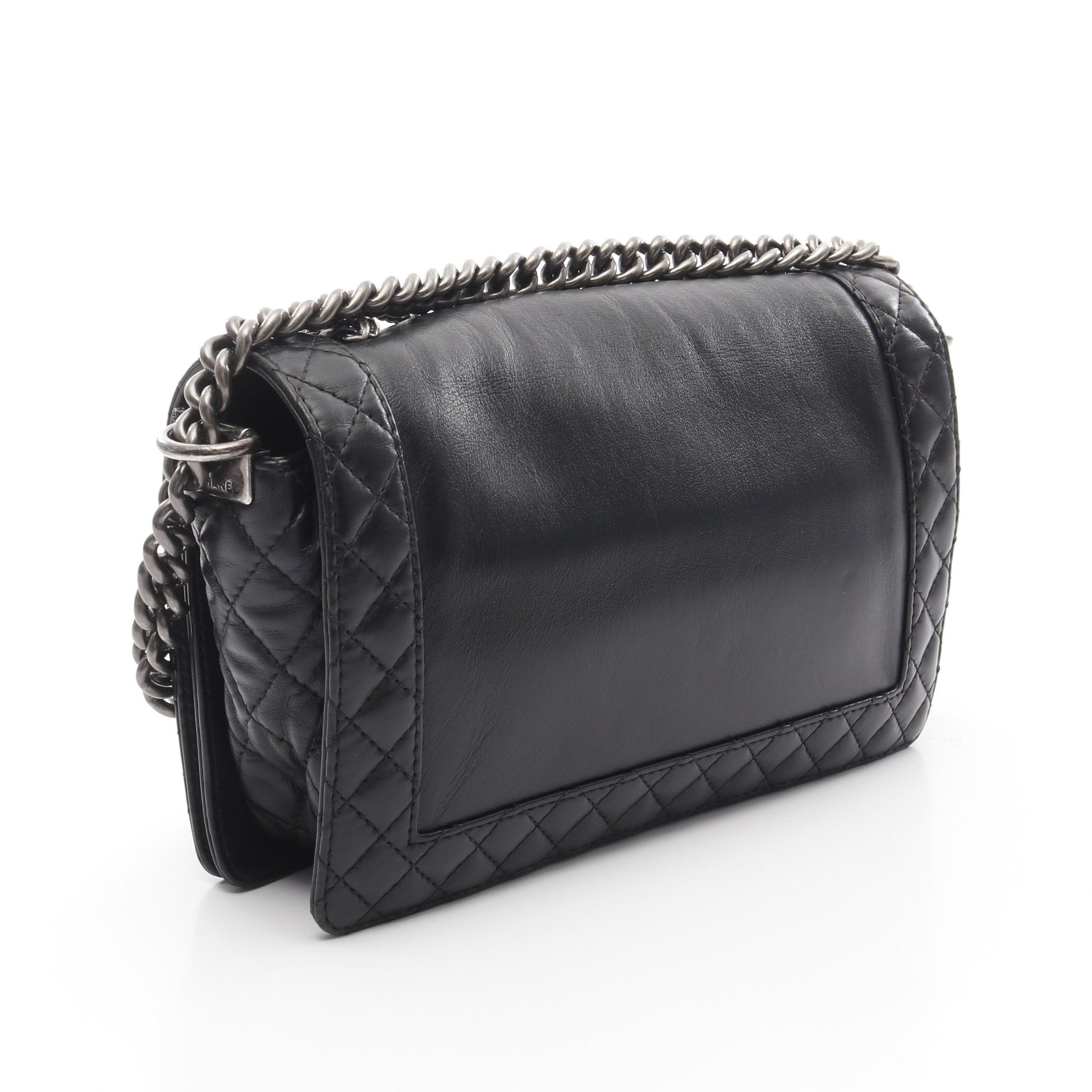 ボーイシャネル チェーンショルダーバッグ レザー ブラック アンティークシルバー金具 シャネル バッグ CHANEL