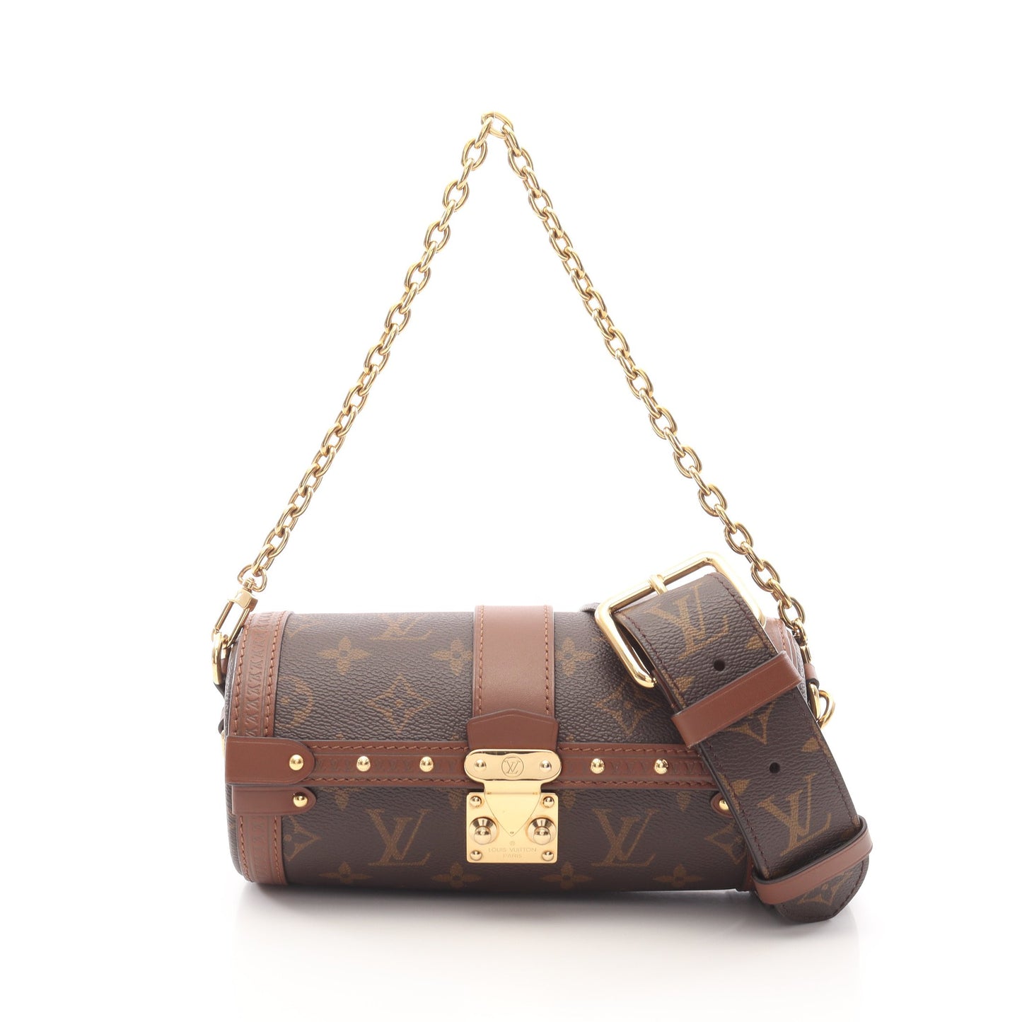 パピヨン トランク モノグラム チェーンハンドバッグ PVC レザー ブラウン 2WAY ルイヴィトン バッグ LOUIS VUITTON