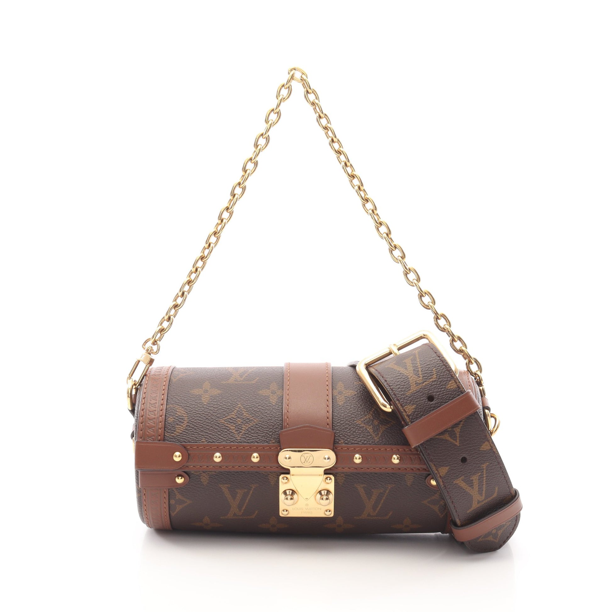 パピヨン トランク モノグラム チェーンハンドバッグ PVC レザー ブラウン 2WAY ルイヴィトン バッグ LOUIS VUITTON