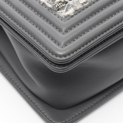 ボーイシャネル チェーンショルダーバッグ ツイード レザー グレー アンティークシルバー金具 シャネル バッグ CHANEL