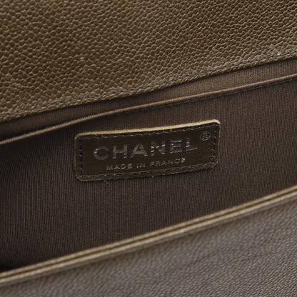 ボーイシャネル チェーンショルダーバッグ キャビアスキン カーキブラウン アンティークシルバー金具 シャネル バッグ CHANEL