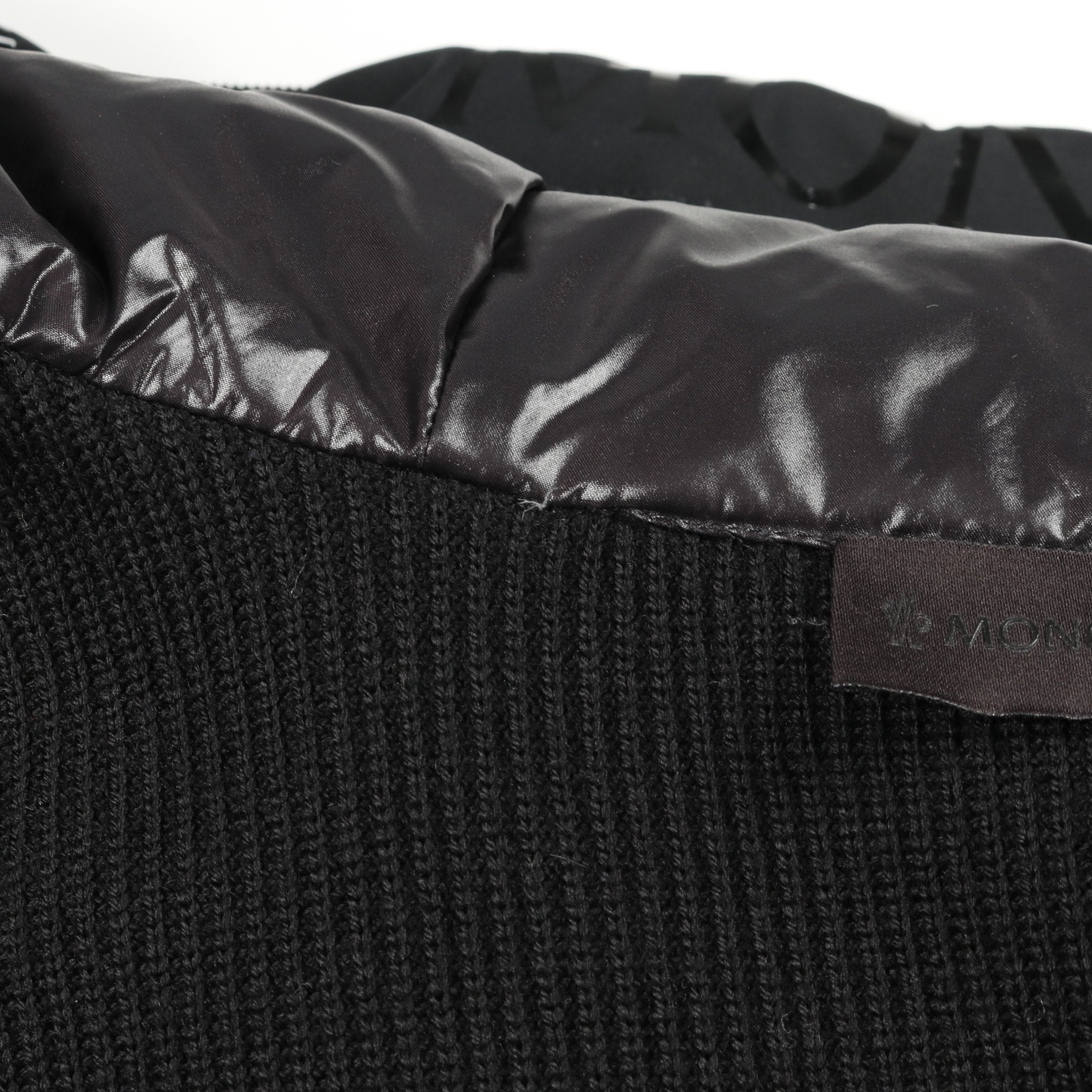 ダウンジャケット ナイロン ウール ブラック フード付き ニット切替