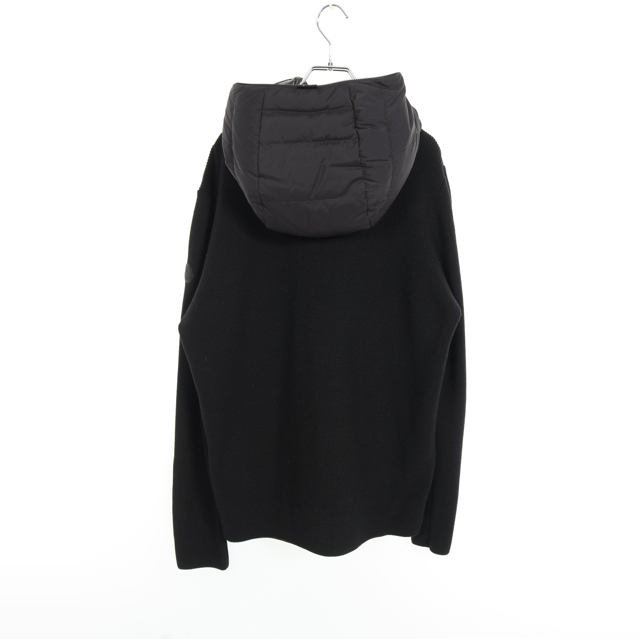 ダウンジャケット ナイロン ウール ブラック フード付き ニット切替