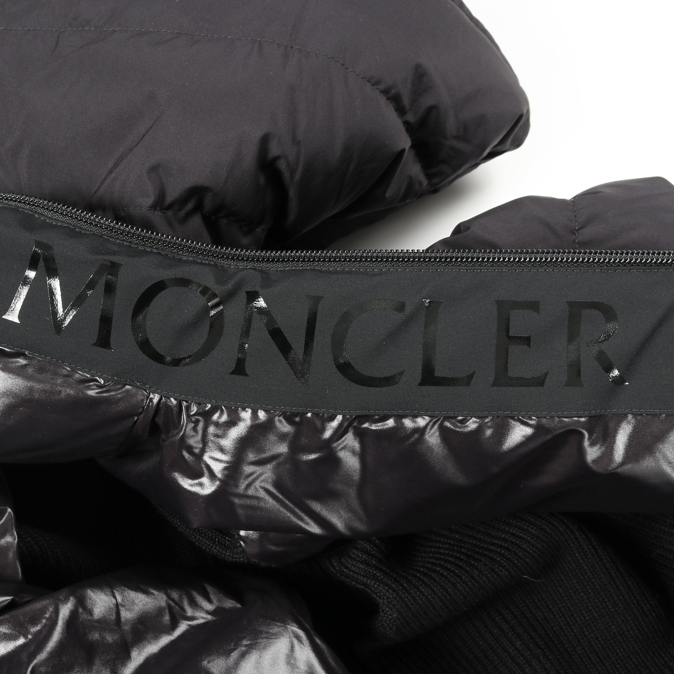 ダウンジャケット ナイロン ウール ブラック フード付き ニット切替