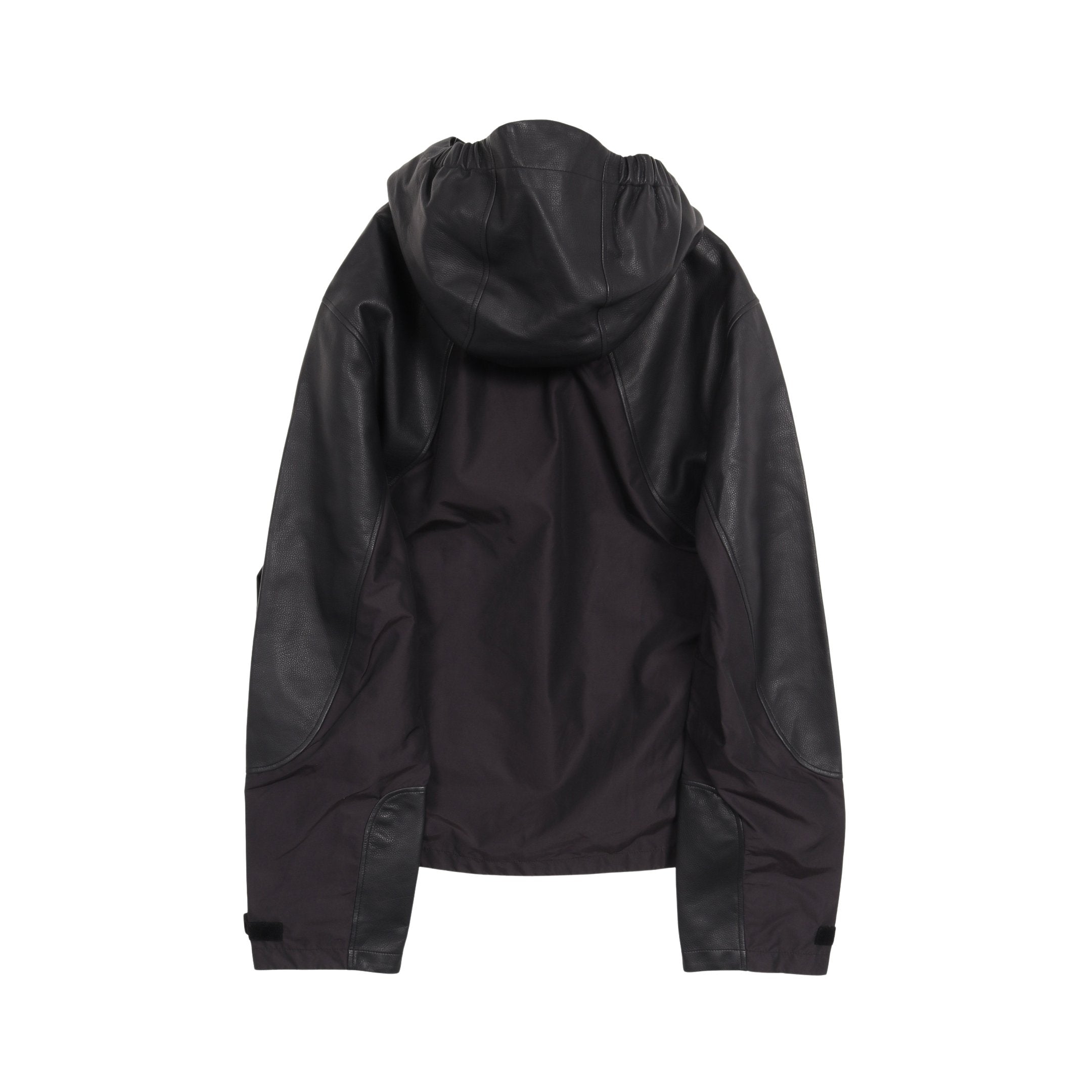 MIXED LEATHER ブルゾン コットン ナイロン レザー ダークネイビー