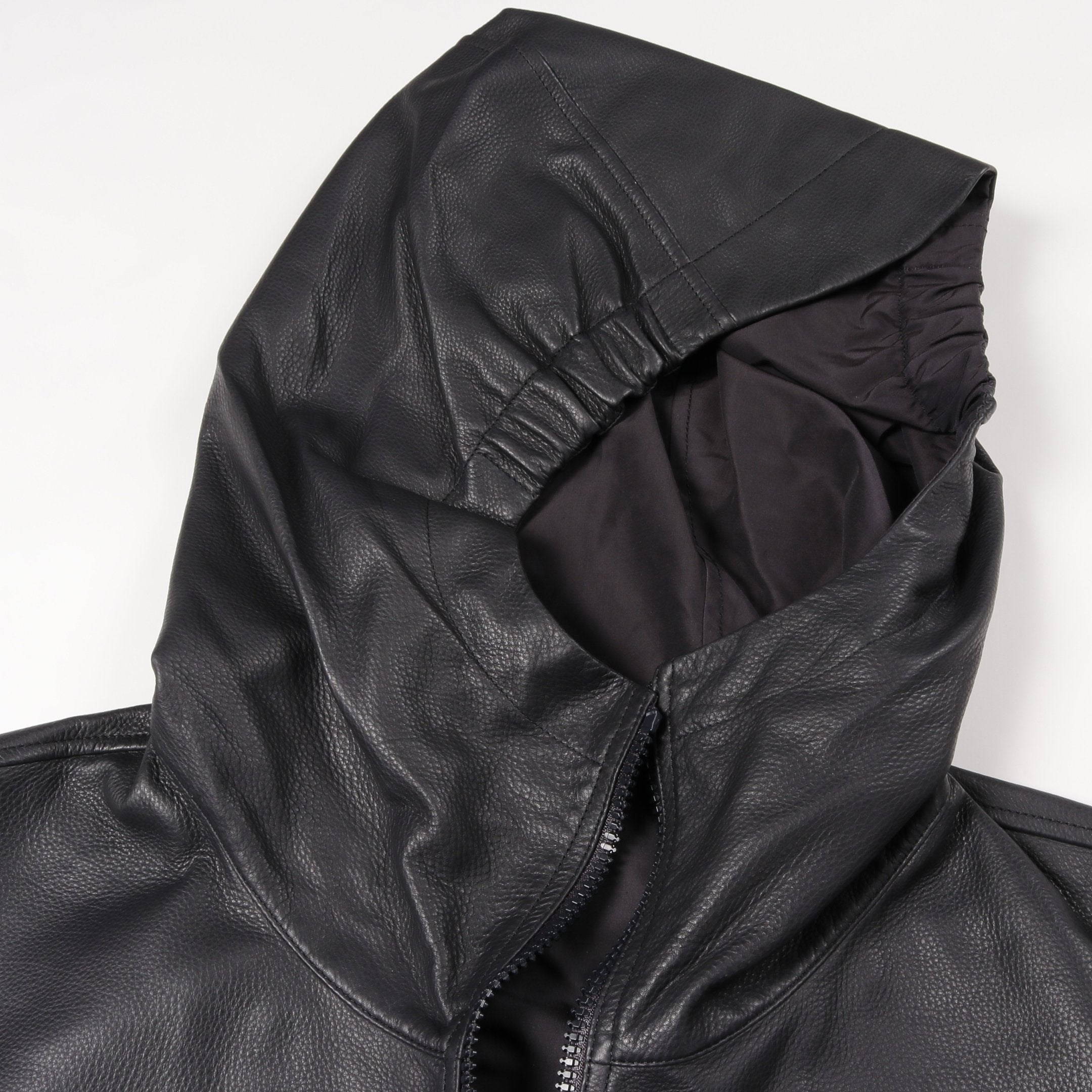 MIXED LEATHER ブルゾン コットン ナイロン レザー ダークネイビー