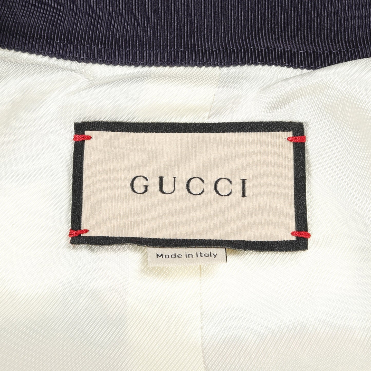 GGボタン ツイード ノーカラージャケット チェック ホワイト ネイビー レッド グッチ アウター GUCCI