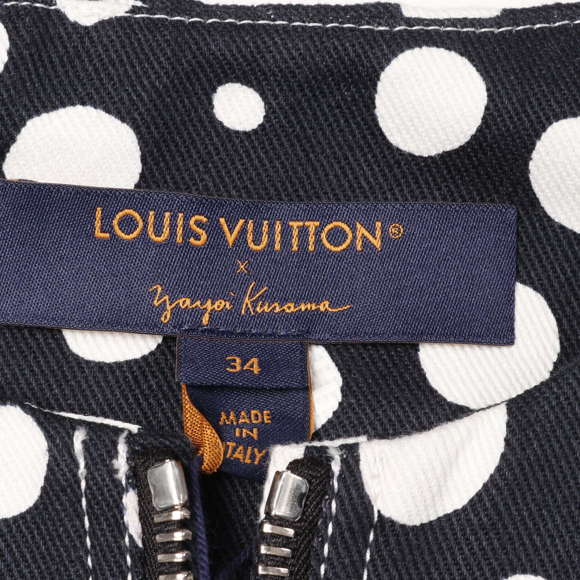 LV × YK インフィニティドット ノーカラージャケット コットン ダークネイビー ホワイト 草間彌生コラボ ルイヴィトン アウター LOUIS VUITTON