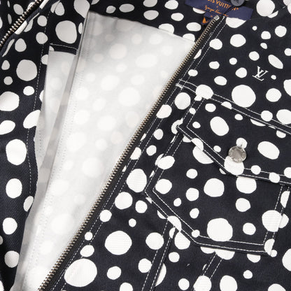 LV × YK インフィニティドット ノーカラージャケット コットン ダークネイビー ホワイト 草間彌生コラボ ルイヴィトン アウター LOUIS VUITTON