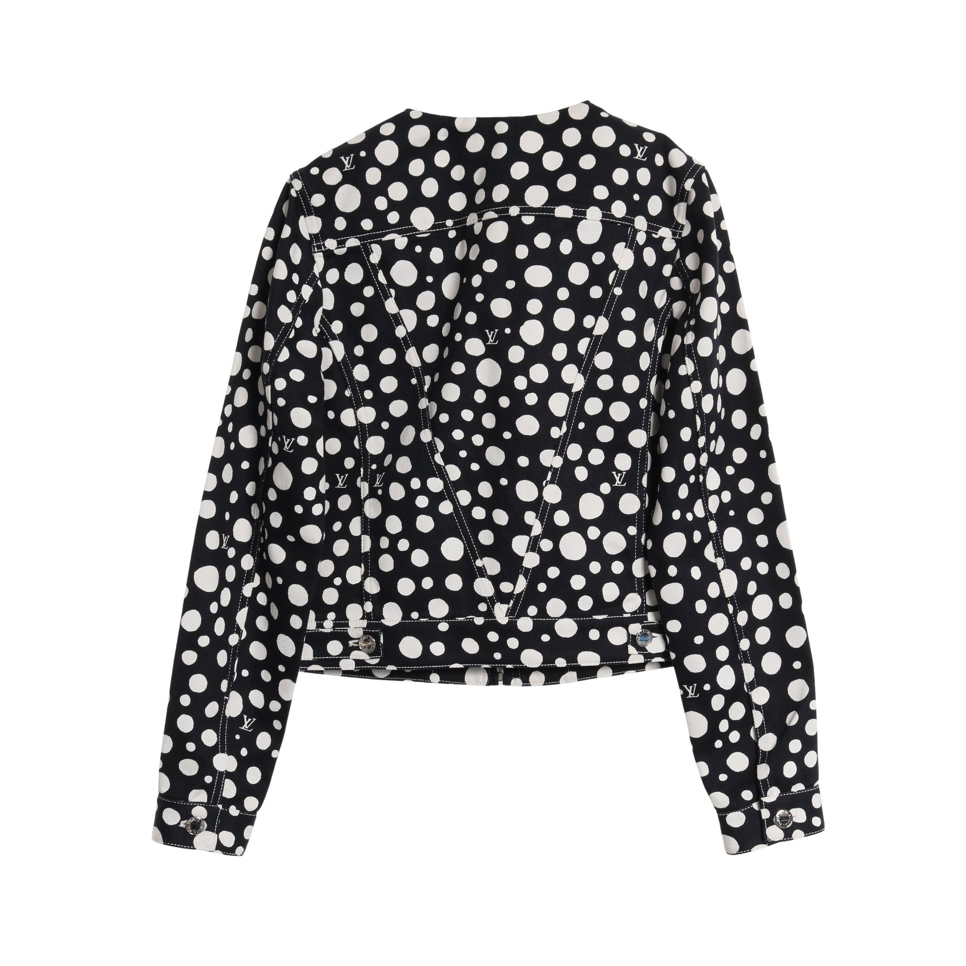 LV × YK インフィニティドット ノーカラージャケット コットン ダークネイビー ホワイト 草間彌生コラボ ルイヴィトン アウター LOUIS VUITTON