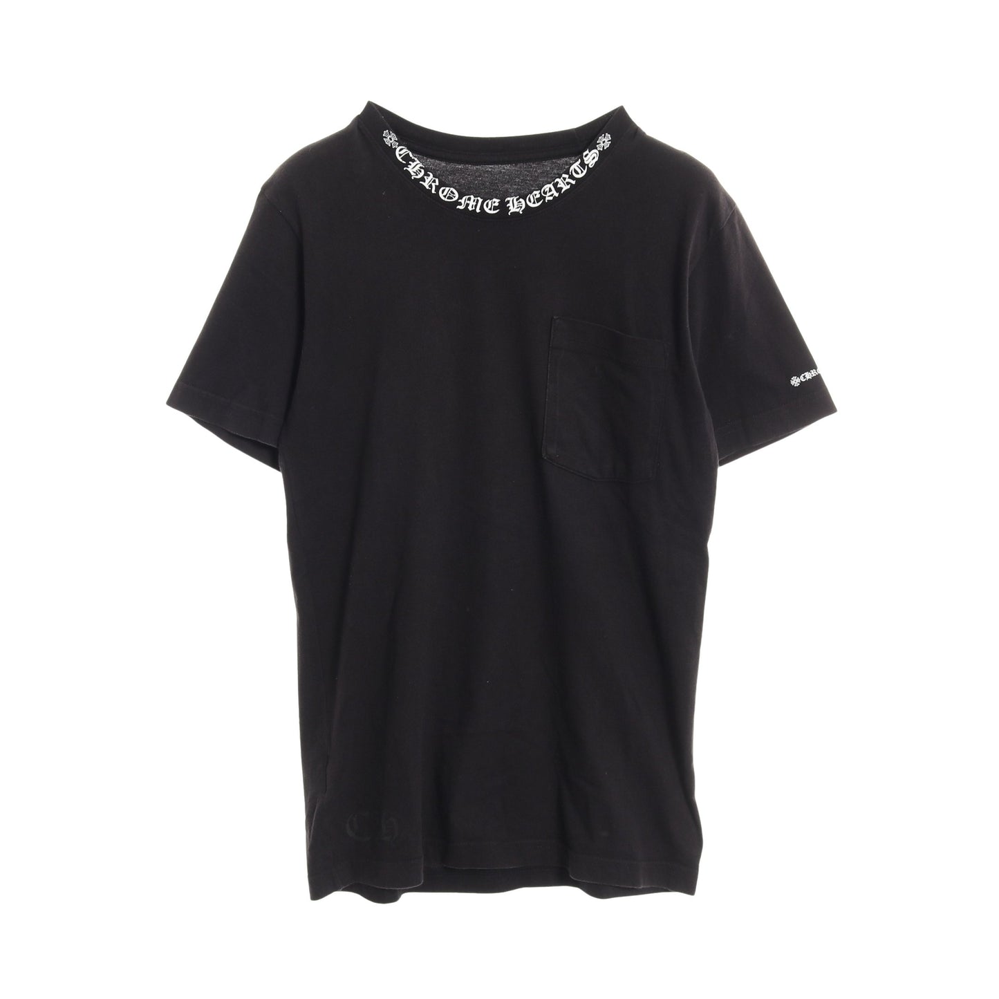 ネックロゴ Tシャツ クルーネック 半袖 コットン ブラック クロム  