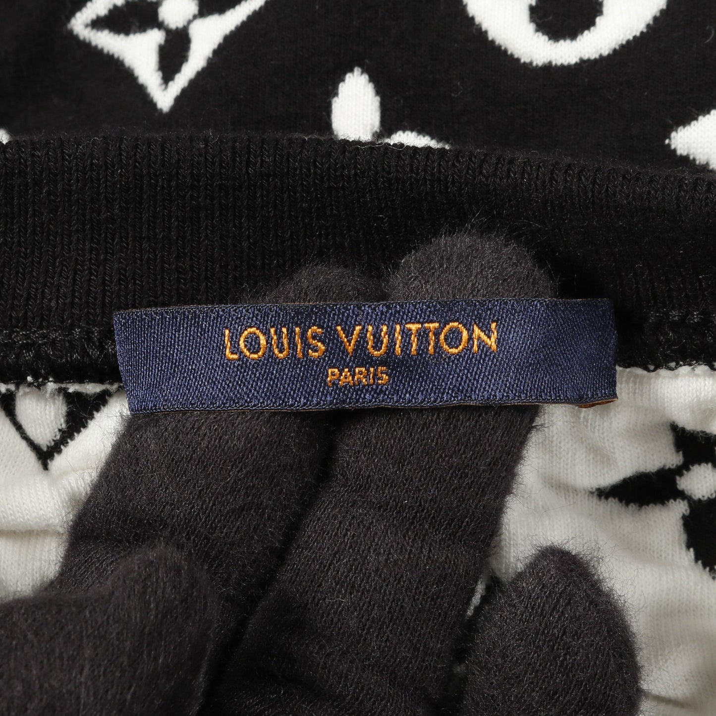モノグラムジャガード スウェットシャツ クルーネック コットン ブラック ホワイト ルイヴィトン トップス LOUIS VUITTON
