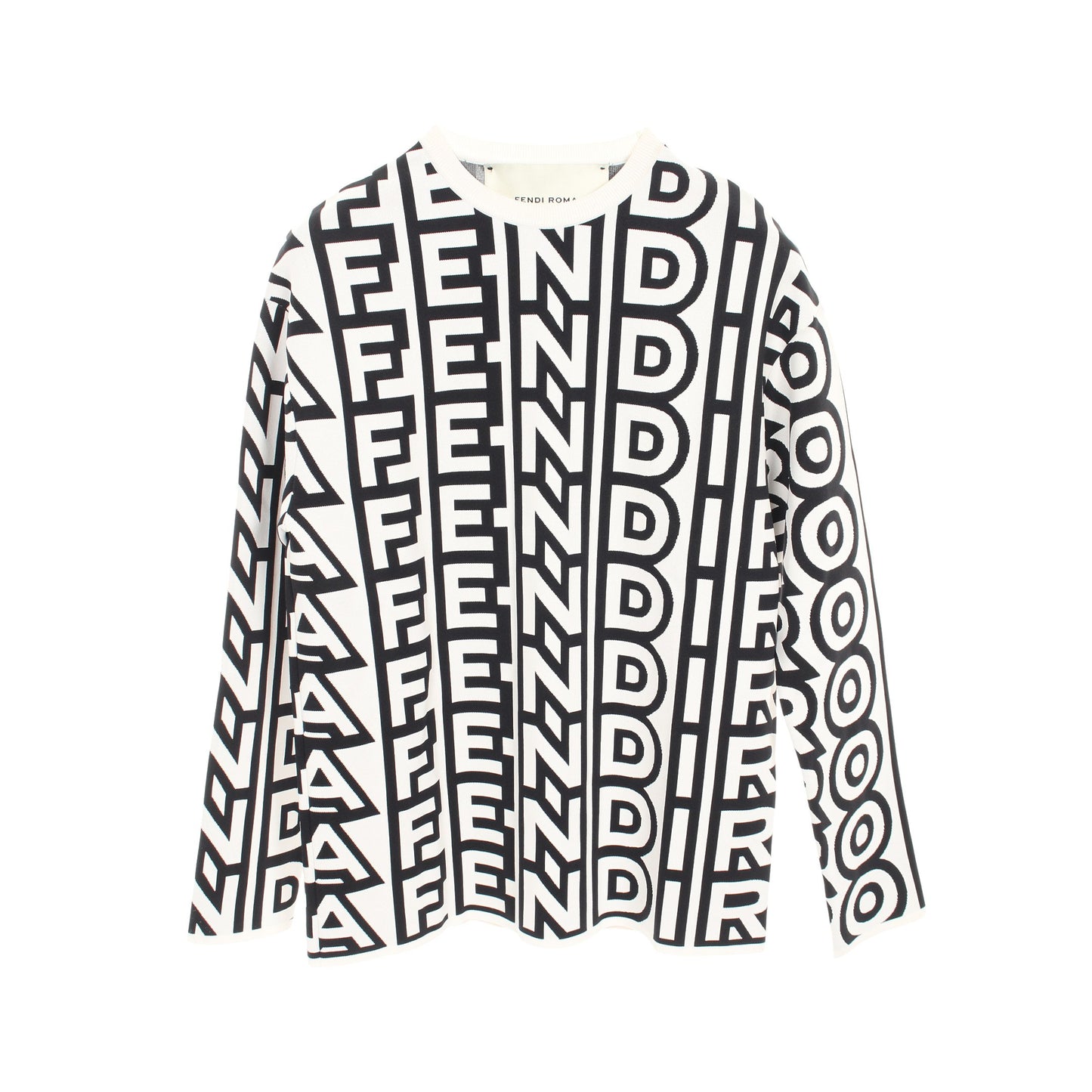 FENDI × MARC JACOBS スウェットシャツ ロゴ総柄 ナイロン レーヨン ホワイト ブラック フェンディ トップス FENDI