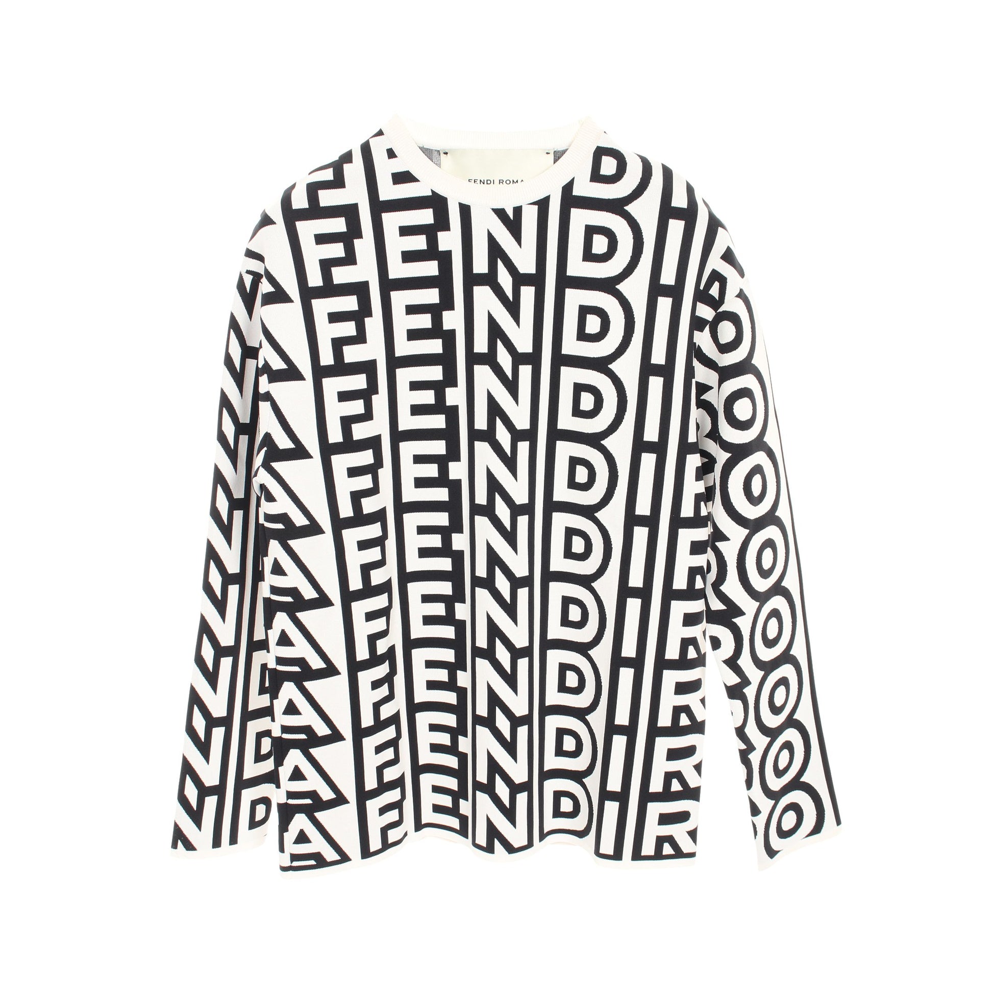 FENDI × MARC JACOBS スウェットシャツ ロゴ総柄 ナイロン レーヨン ホワイト ブラック フェンディ トップス FENDI