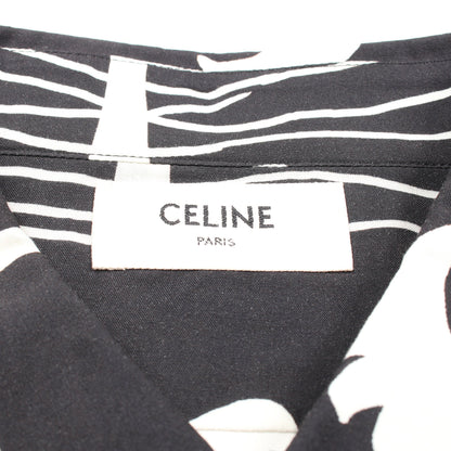 シャツ 長袖 パームツリー レーヨン ブラック オフホワイト セリーヌ トップス CELINE