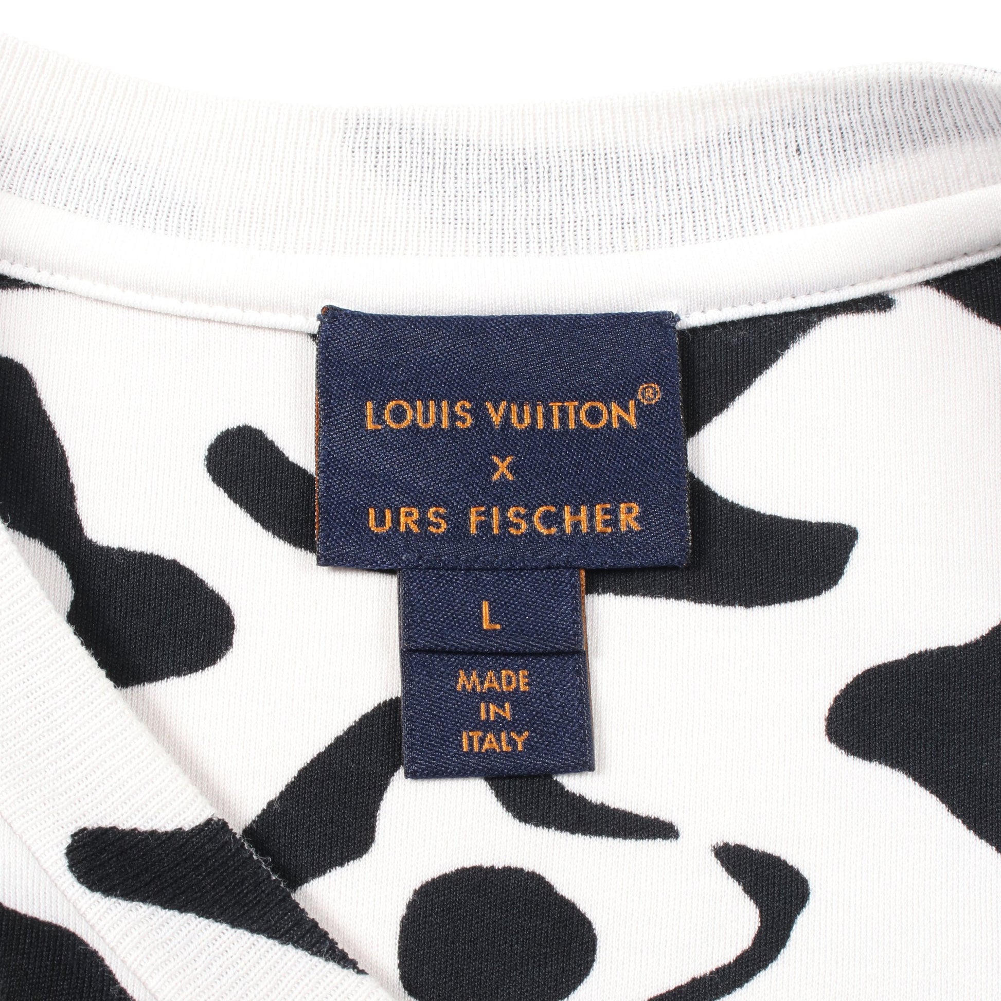 LOUIS VUITTON × URS FISCHER Tシャツ コットン ホワイト ブラック ルイヴィトン トップス LOUIS VUITTON