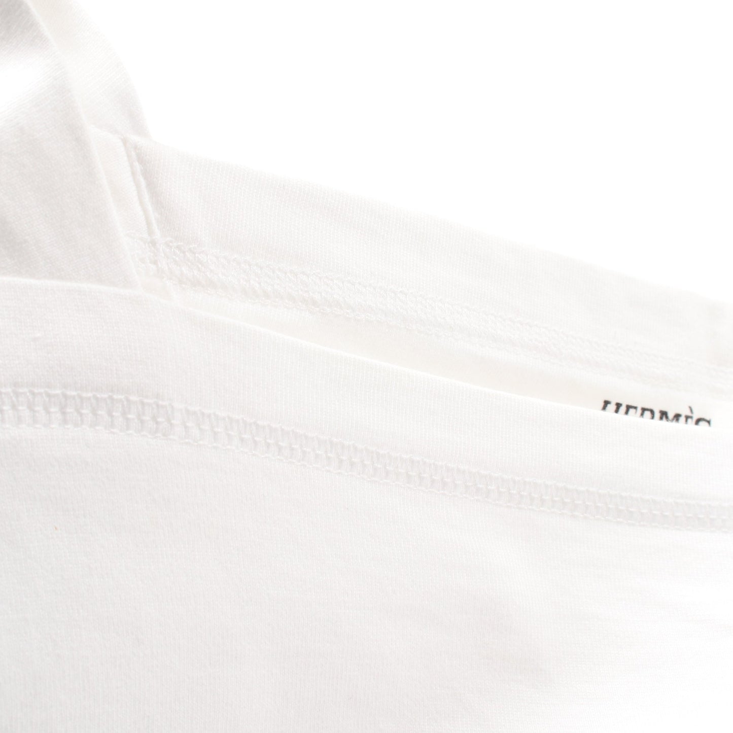 H刺繍ポケット Tシャツ チュニック スクエアネック 半袖 コットン ホワイト エルメス トップス HERMES