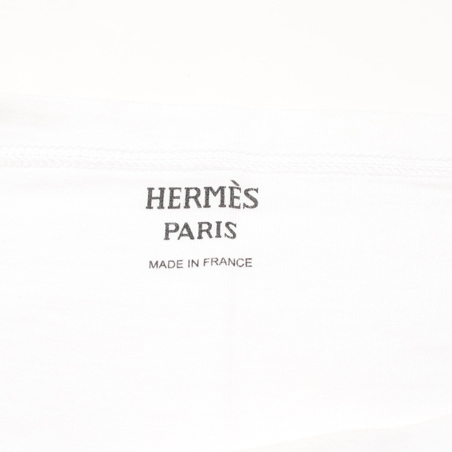 H刺繍ポケット Tシャツ チュニック スクエアネック 半袖 コットン ホワイト エルメス トップス HERMES