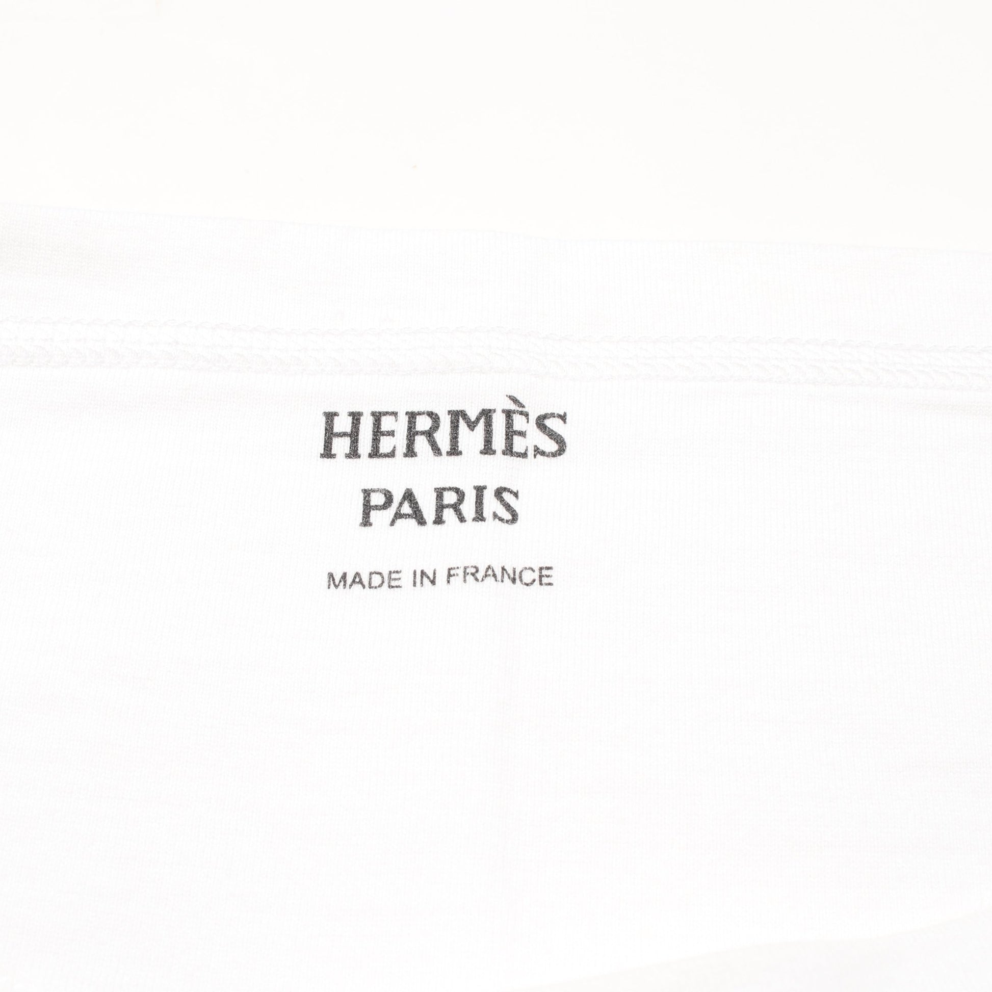 H刺繍ポケット Tシャツ チュニック スクエアネック 半袖 コットン ホワイト エルメス トップス HERMES