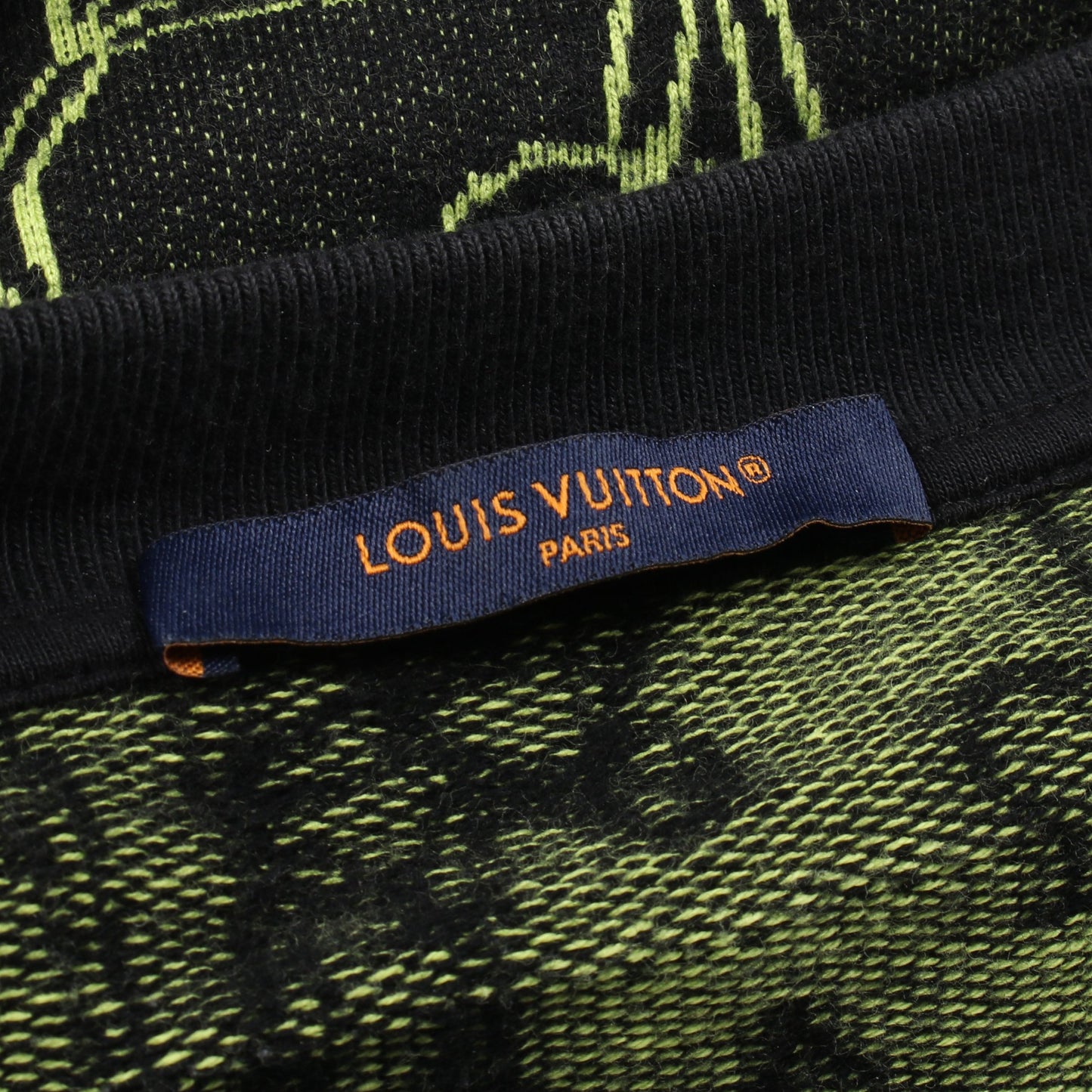 ウェイビーモノグラム ニット クルーネック コットン ブラック イエローグリーン ルイヴィトン トップス LOUIS VUITTON