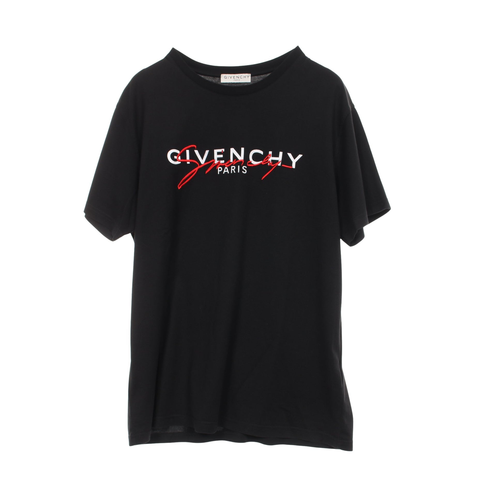 SIGNATURE PRINT TEE Tシャツ クルーネック 半袖 ロゴプリント 刺繍 コットン ブラック ジバンシィ トップス GIVENCHY