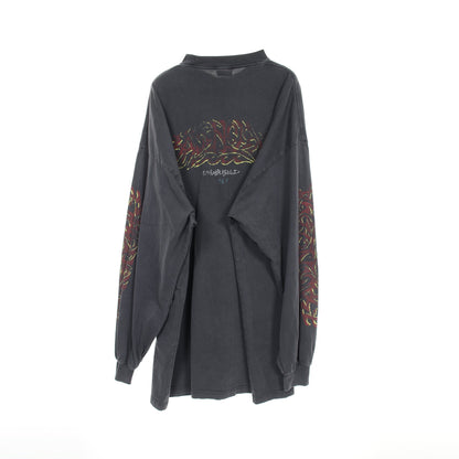 OFFSHORE オーバーサイズ Tシャツ カットソー 長袖 コットン ダークグレー ヴィンテージ加工 バレンシアガ トップス BALENCIAGA