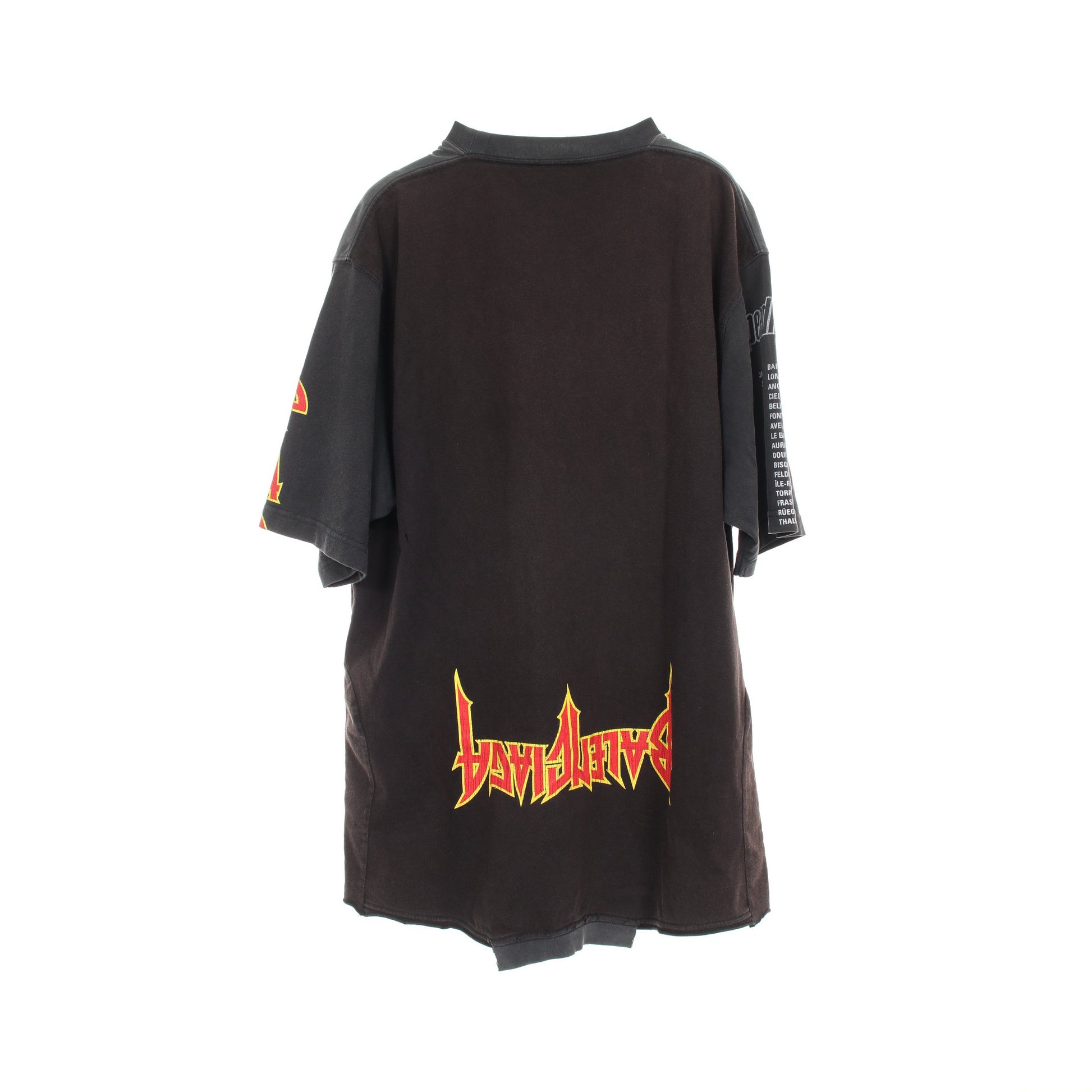 スピードハンターズアップサイドダウン Tシャツ カットソー 長袖 コットン ブラック マルチカラー ダメージ加工 ヴィンテージ加工 バレンシアガ トップス BALENCIAGA